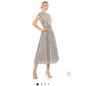 Mac Duggal silver metallic dress